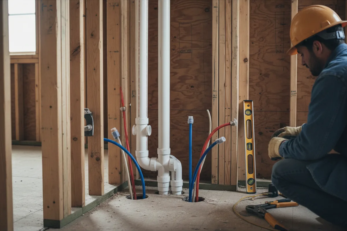 Drain and supply rough-in during Leak Detection in Clarks Summit